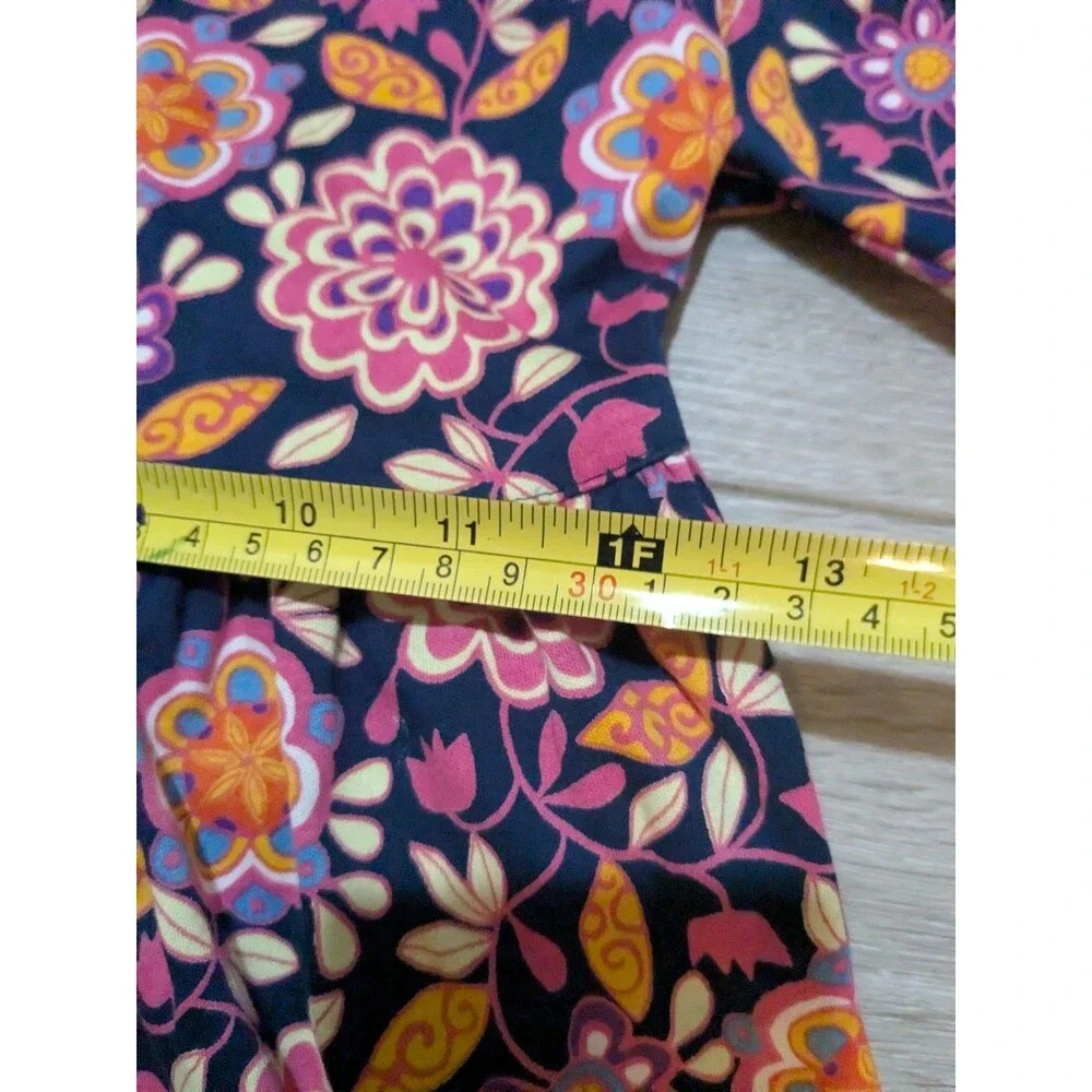 Hanna Andersson Navy Blue Pink Floral Long Sleeve Dress Girls 120 US 6-7 - Picture 6 of 8